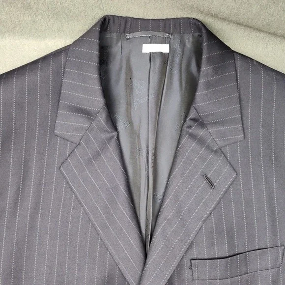 Brion Jacket Men Blue Stripe Palatino Wool 3 Button Suit Sport Coat Blazer Italy